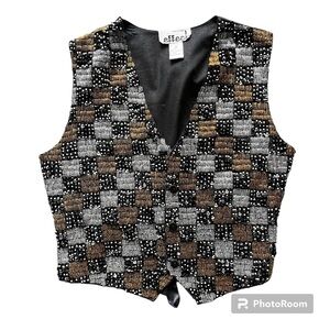 Vintage 80s/90s Effeci Gold & Silver Sequined Checkered Vest